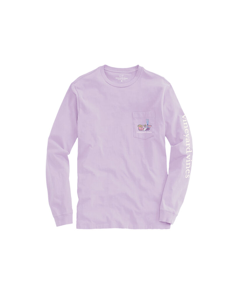 OUTLET Watercolor Ski Whale Long-Sleeve Pocket Tee