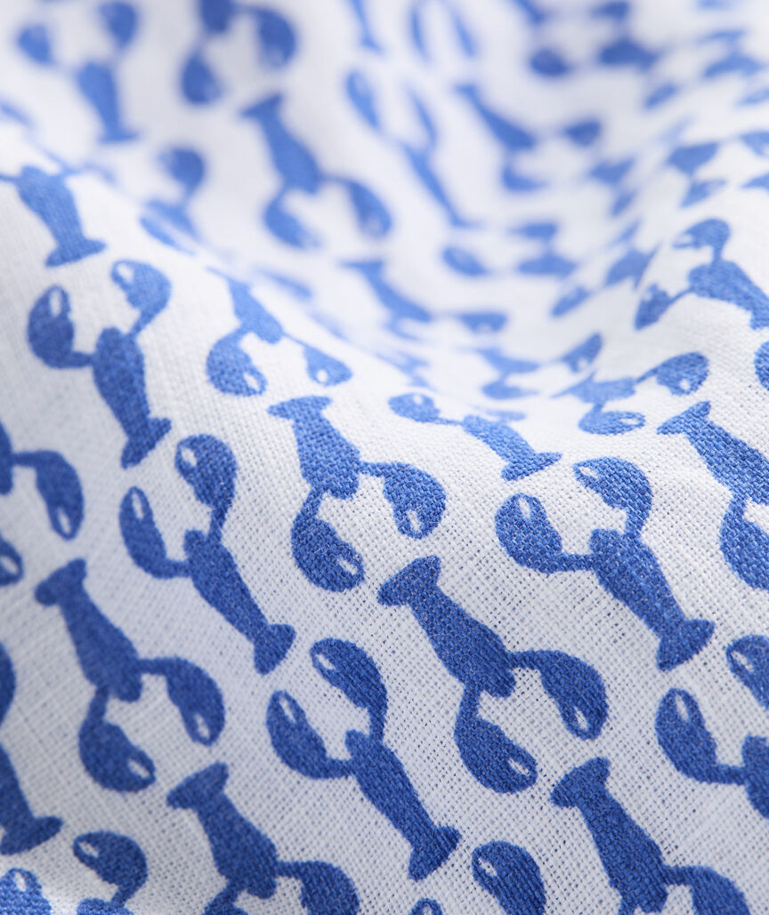 Linen Short-Sleeve Micro Lobsters Shirt