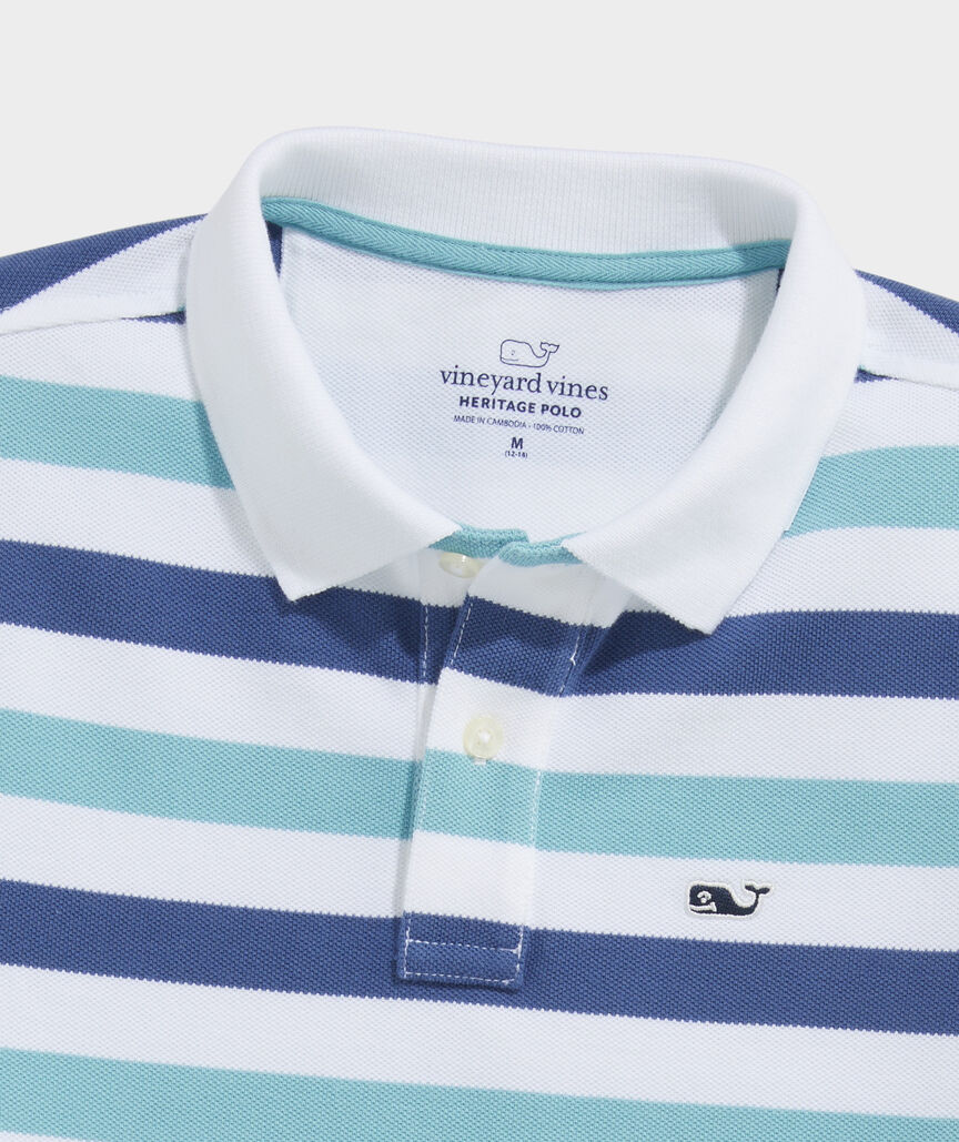 Boys' Striped Heritage Pique Polo
