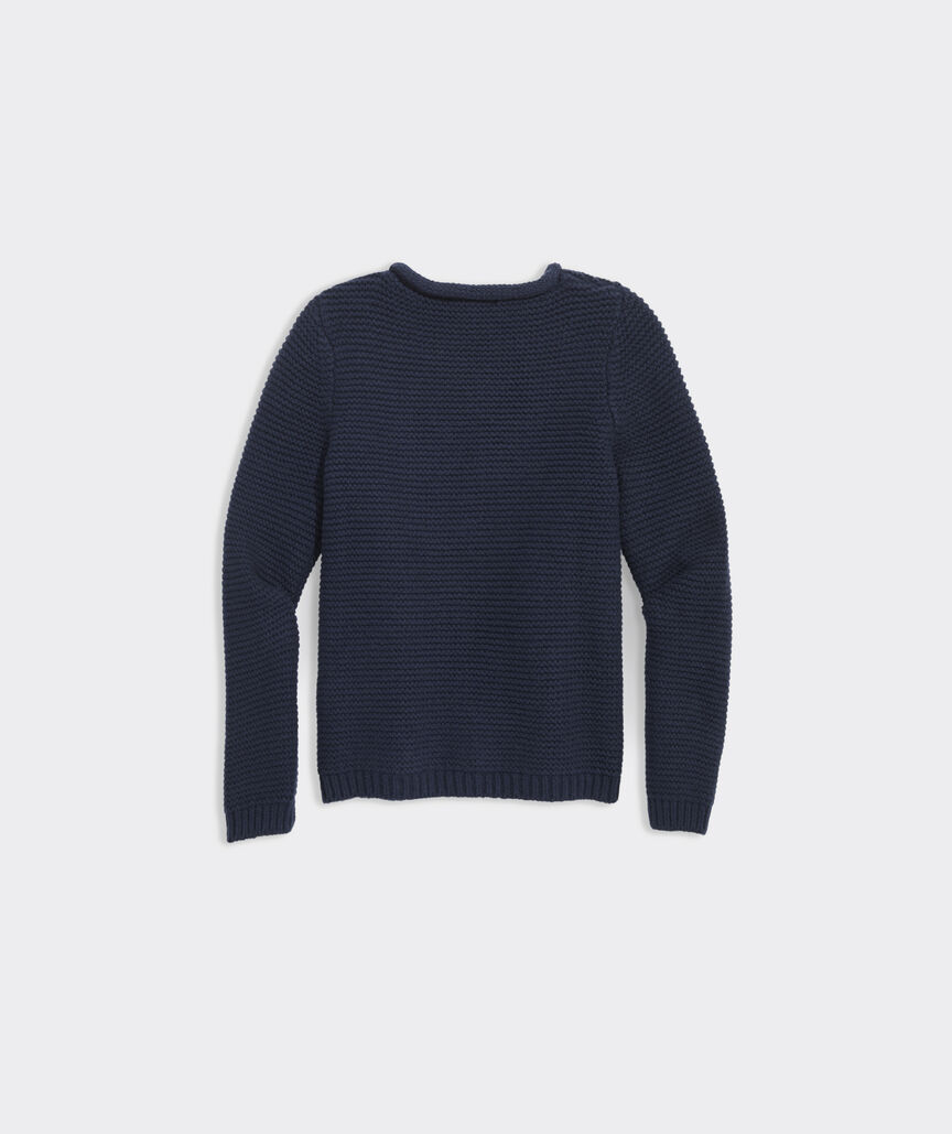 Boys' Whale Embroidered Rollneck Sweater