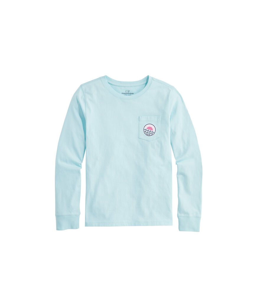 OUTLET Girls' Multi Sticker Long-Sleeve Pocket Tee