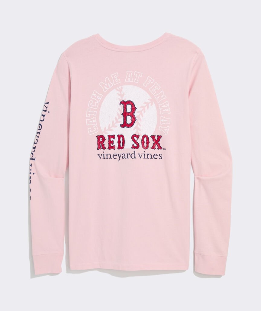 Women's Boston Red Sox Long-Sleeve Baseball Logo Pocket T-Shirt