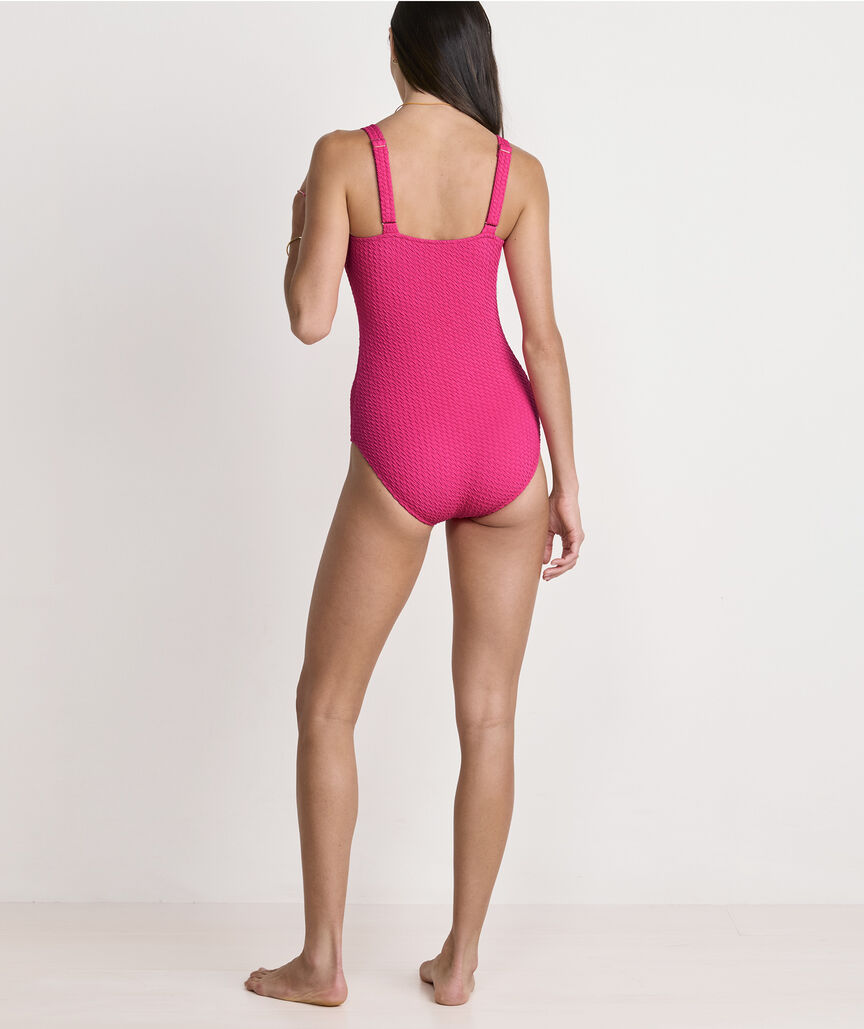 Textured Southampton Square Neck One-Piece