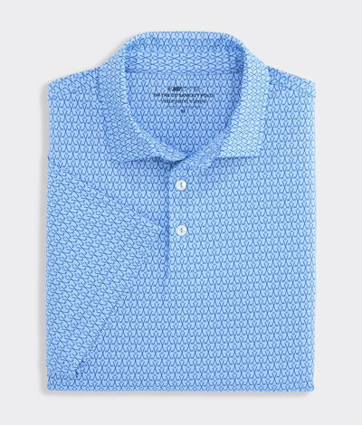 Vineyard Vines Performance Golf Printed Sankaty Polo (Golf Clubs And Whale) (Size: M)