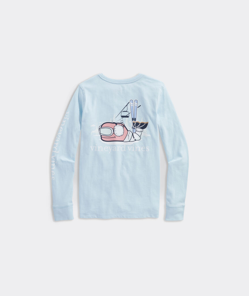 Girls' Glow-In-The-Dark Ski Whale Long-Sleeve Pocket Tee