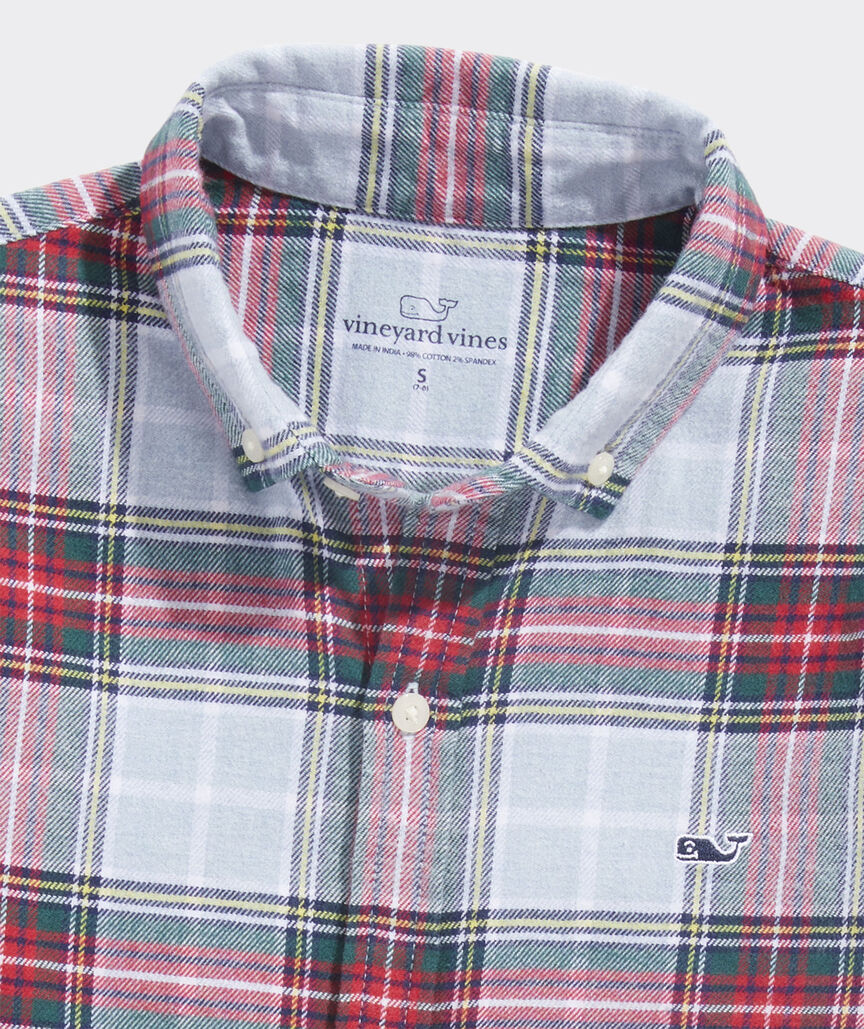 Shop Boys' Stretch Cotton Flannel Tartan Shirt at vineyard vines