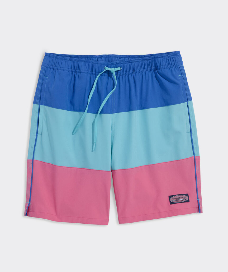 7 Inch Colorblock Piped Chappy Swim Trunks