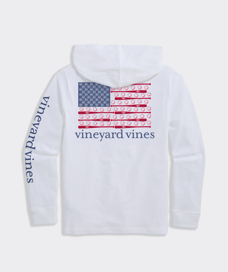 Boys' USA Baseball Flag Long-Sleeve Hoodie Tee