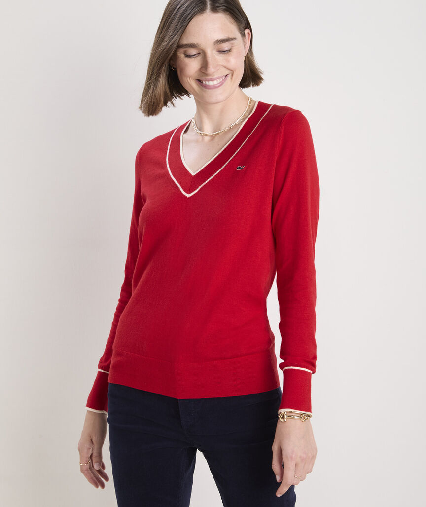 Cotton Cashmere Heritage V-Neck Sweater