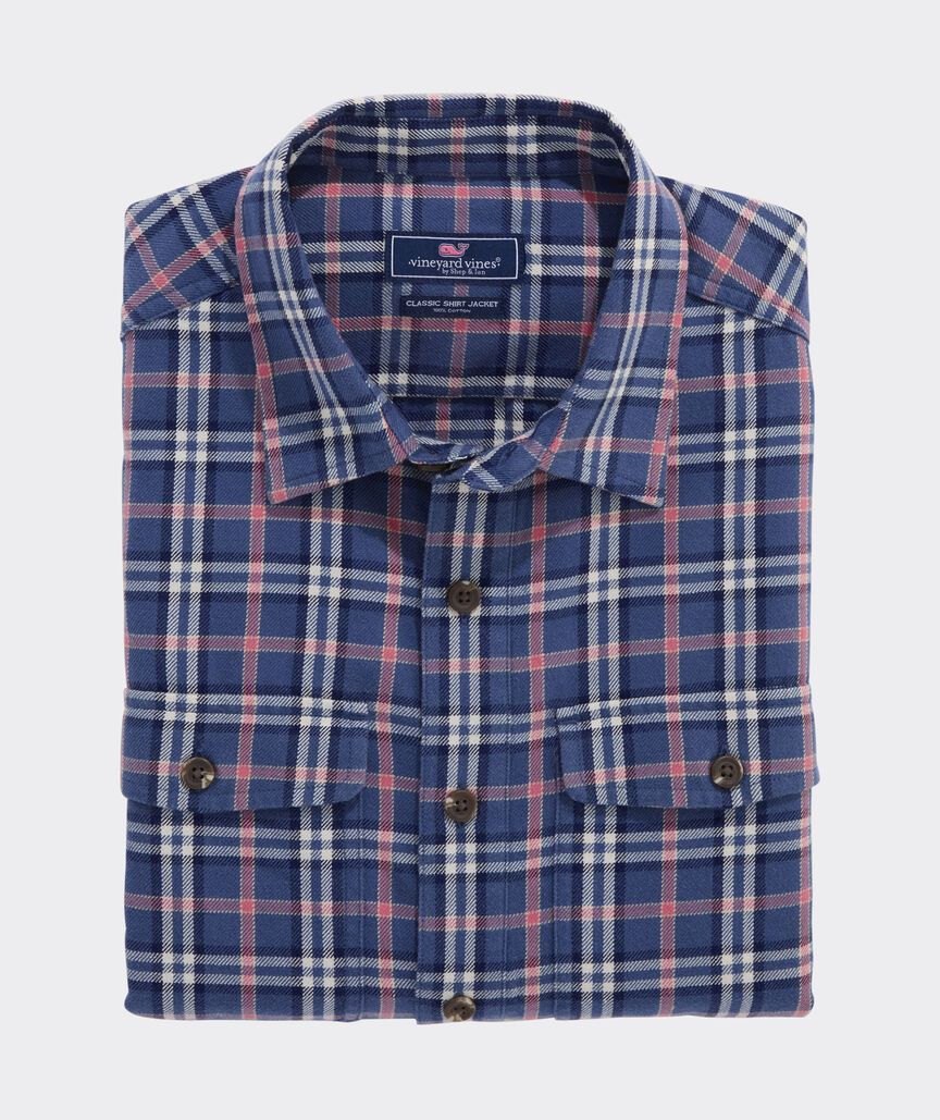 OUTLET Cotton Twill Plaid Shirt Jacket