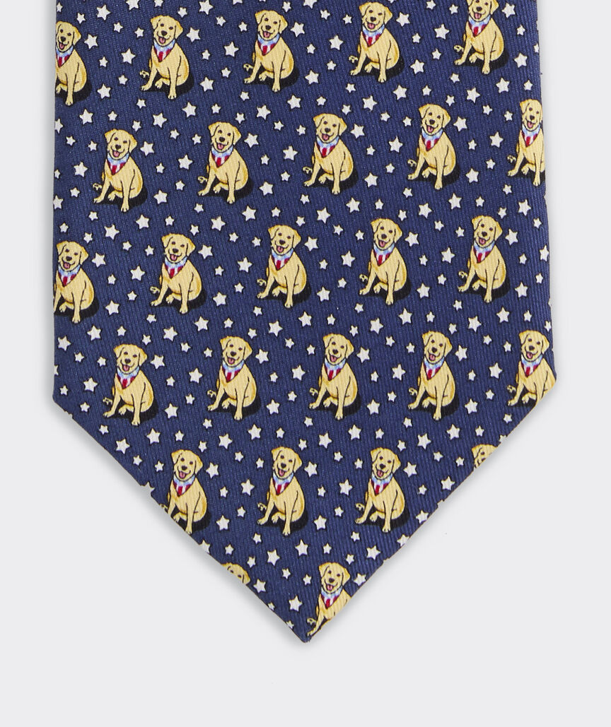 Paw-triotic Pup Silk Tie