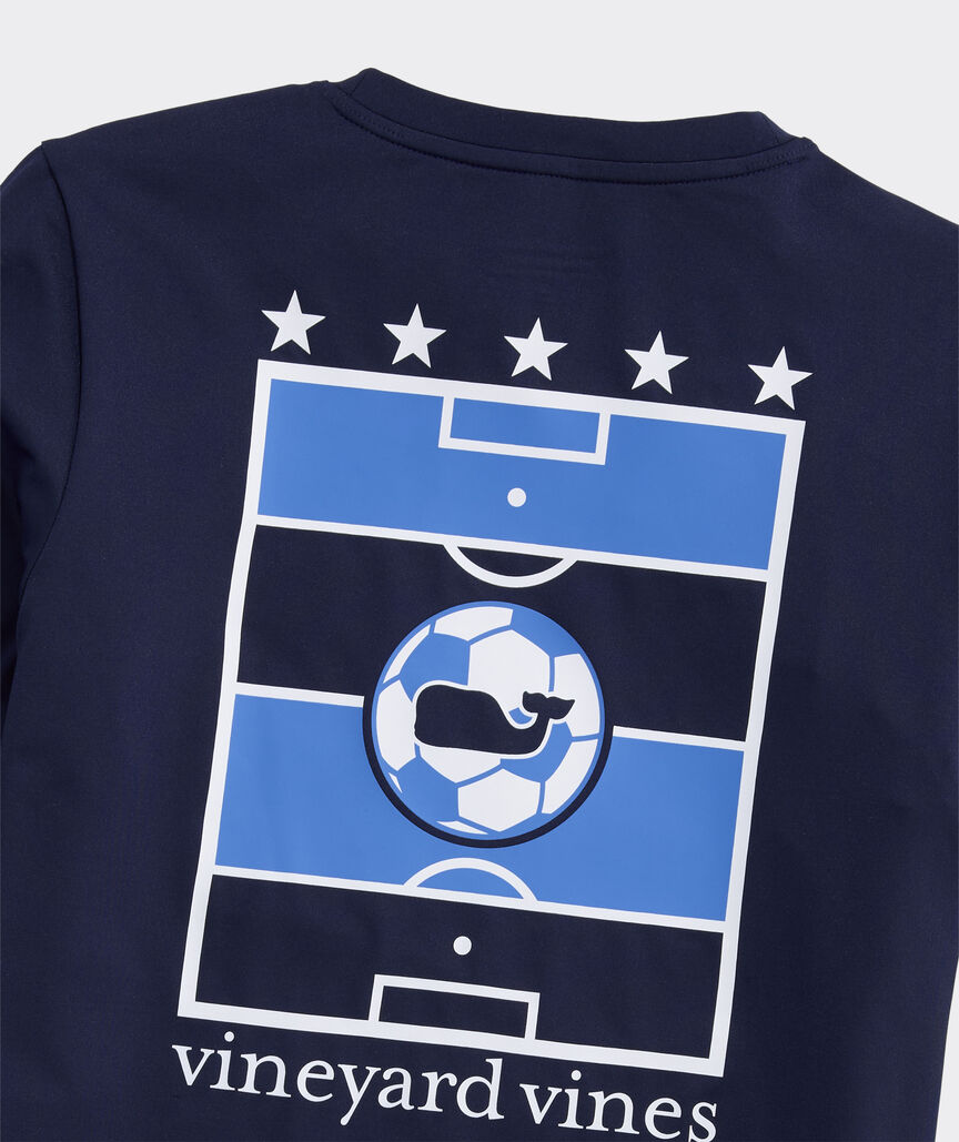 Boys' Performance Soccer Field Stripe Long-Sleeve Harbor Sun Tee