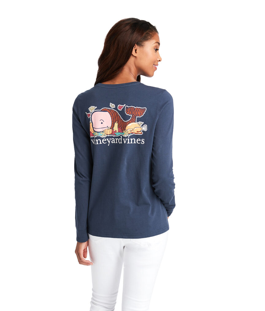 Thanksgiving Whale Long-Sleeve Pocket Tee