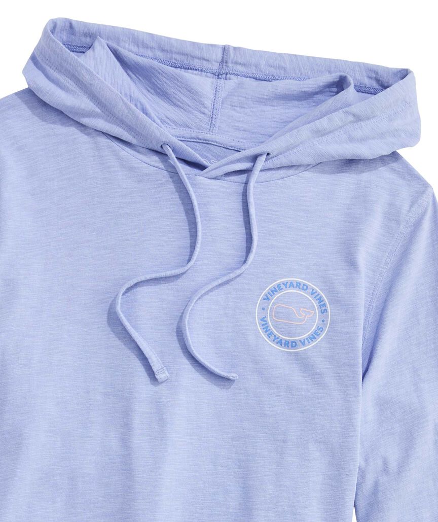 OUTLET Women's Slub Whale Dot Curved Hem Long-Sleeve Hoodie Tee