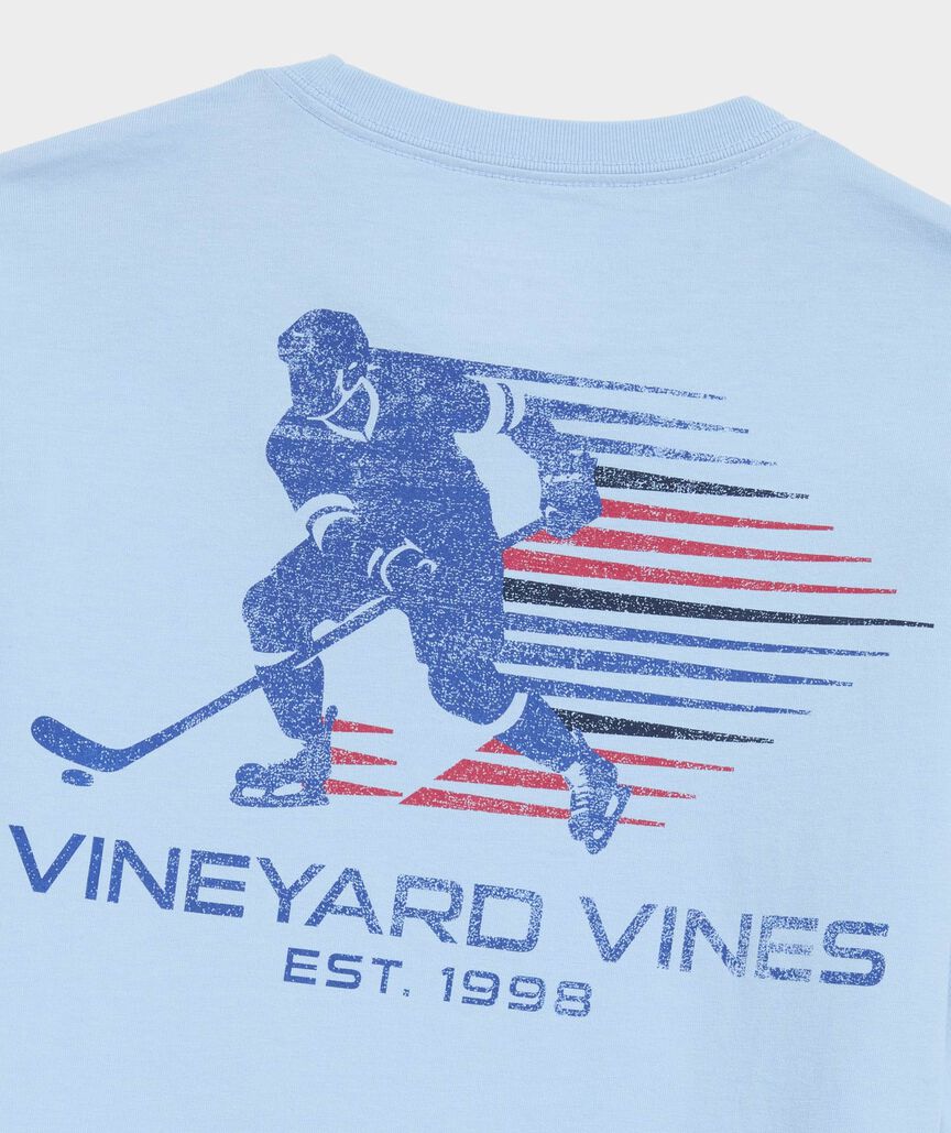 Boys' Retro Hockey Player Long-Sleeve Pocket Tee