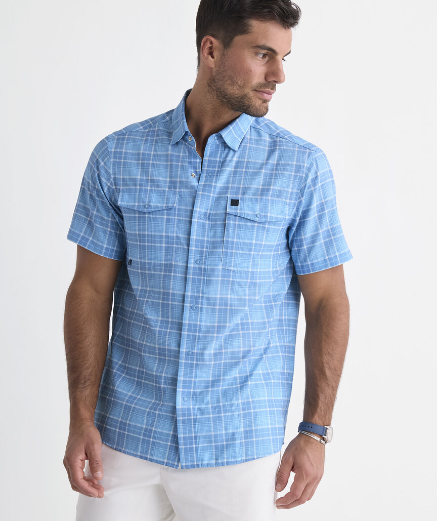 Performance Pigeon Key Plaid Short-Sleeve Harbor Shirt