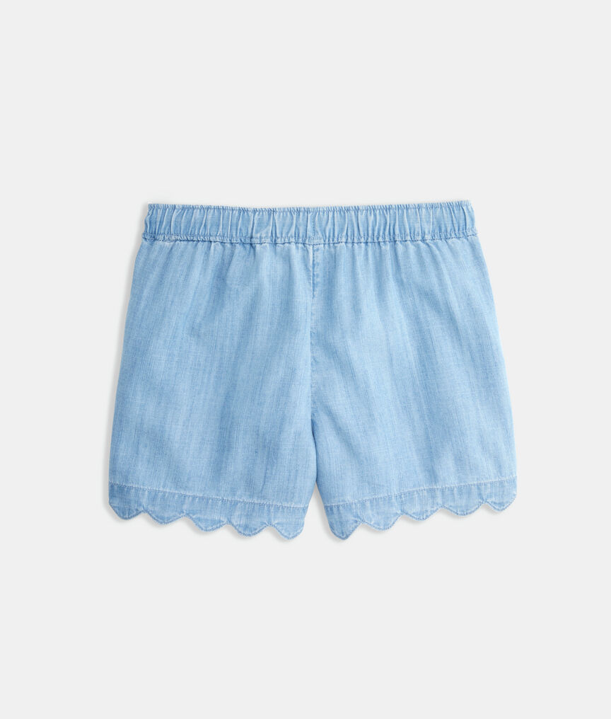 Girls' Scallop Chambray Shorts