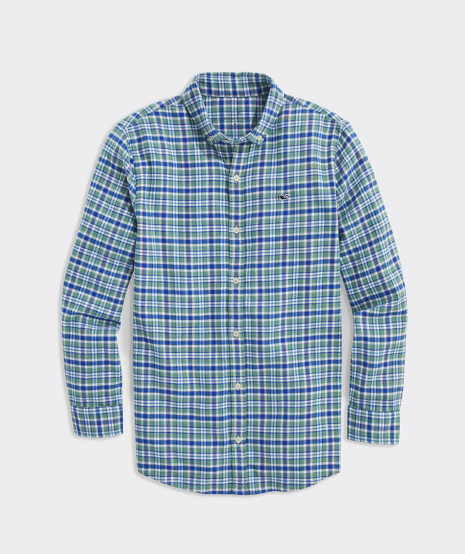 Boys' Stretch Cotton Flannel Plaid Shirt