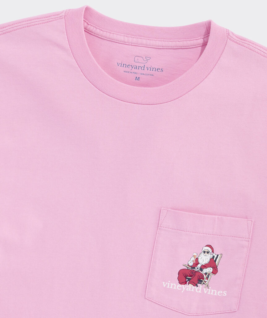 Santa Beach Send Beer Short-Sleeve Pocket Tee