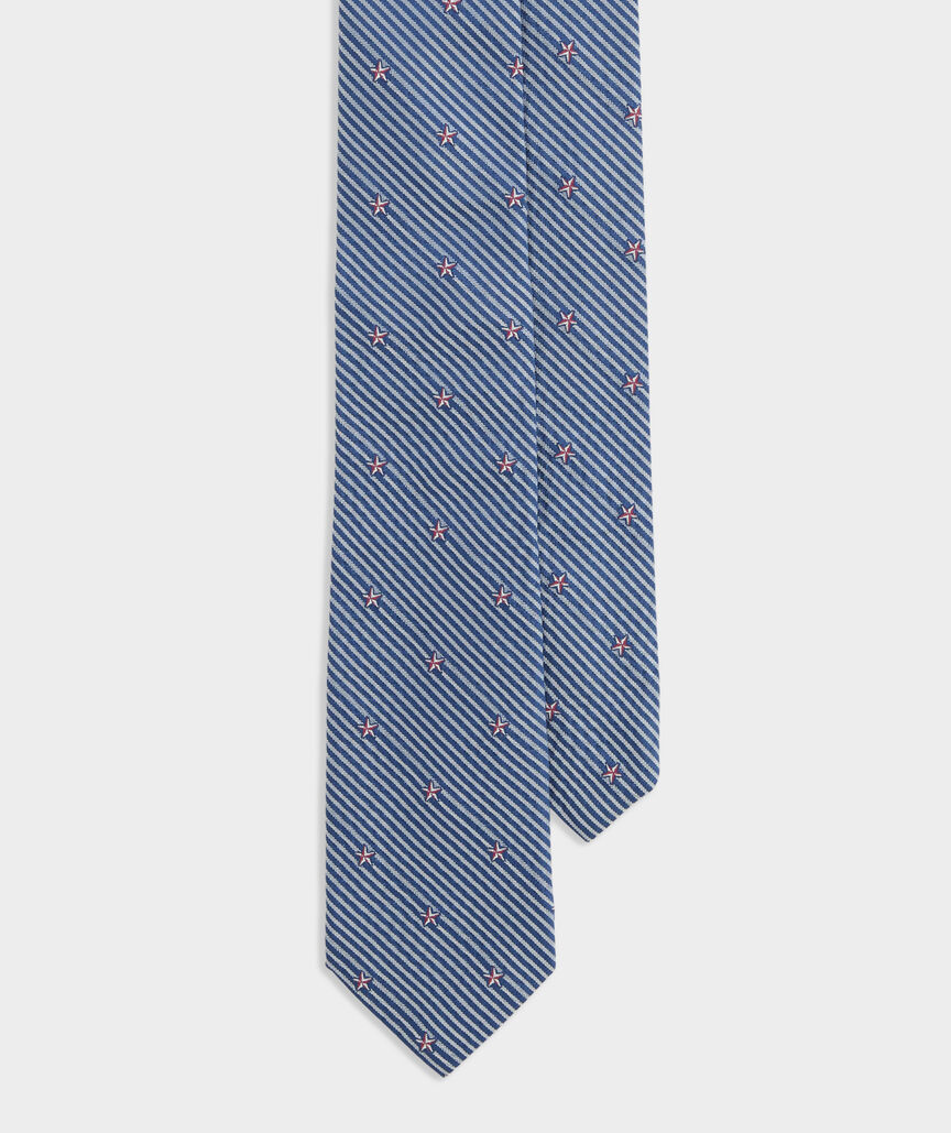 Nautical Stars & Seersucker Stripe Kennedy Tie
