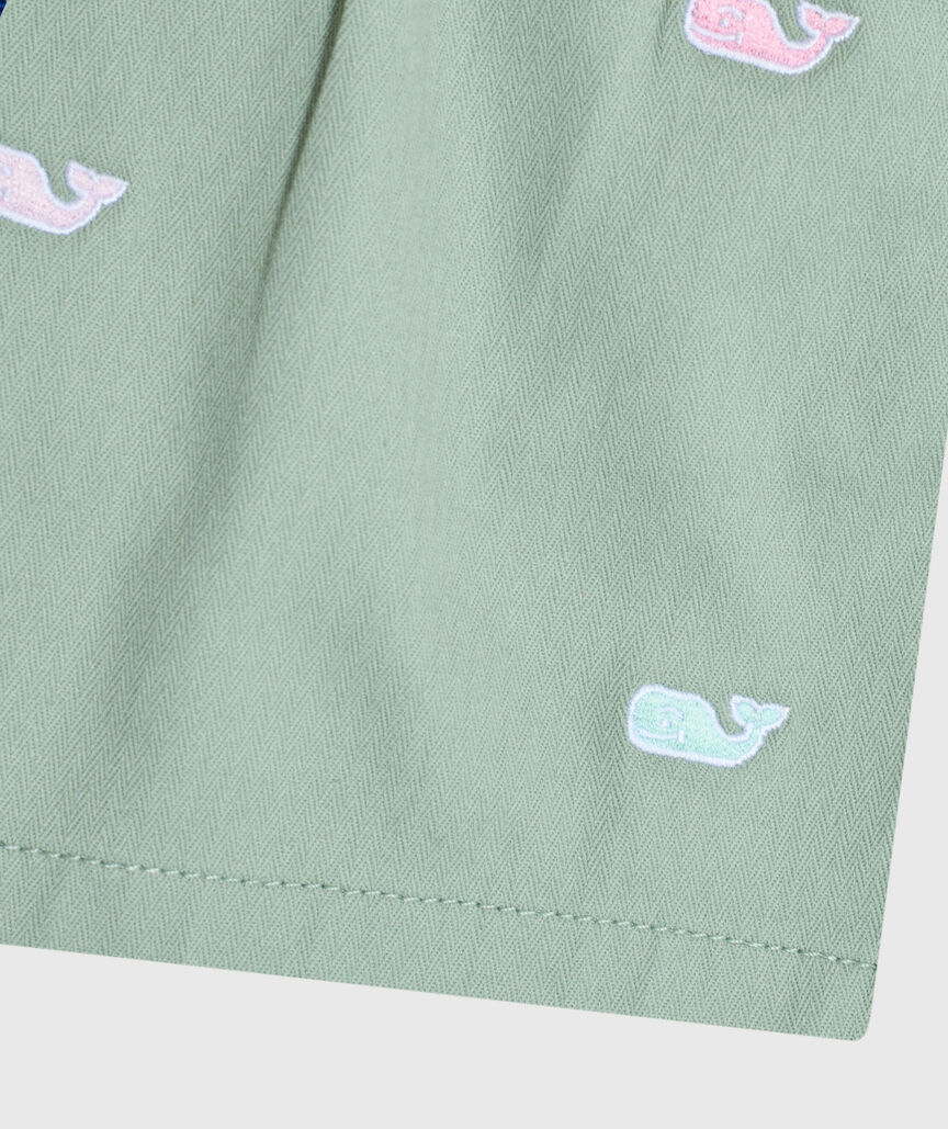 OUTLET Girls' Embroidered Herringbone Pull-On Shorts