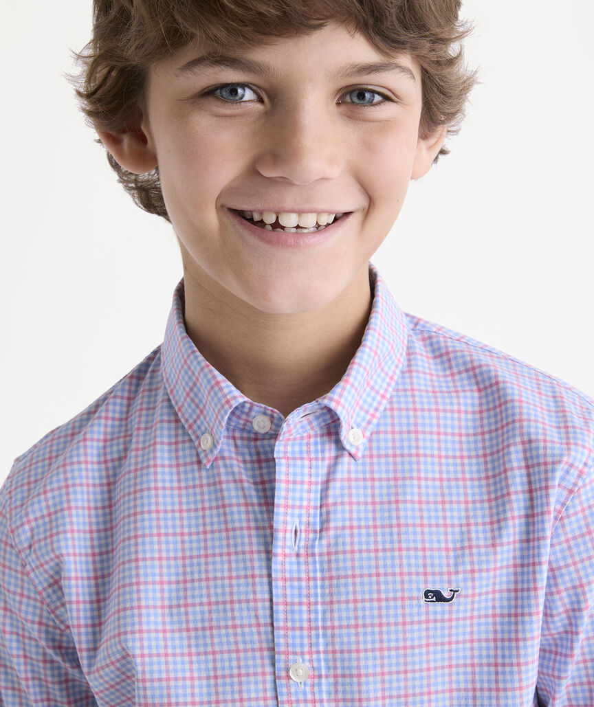 Boys' Catamaran Check Performance Cotton Shirt