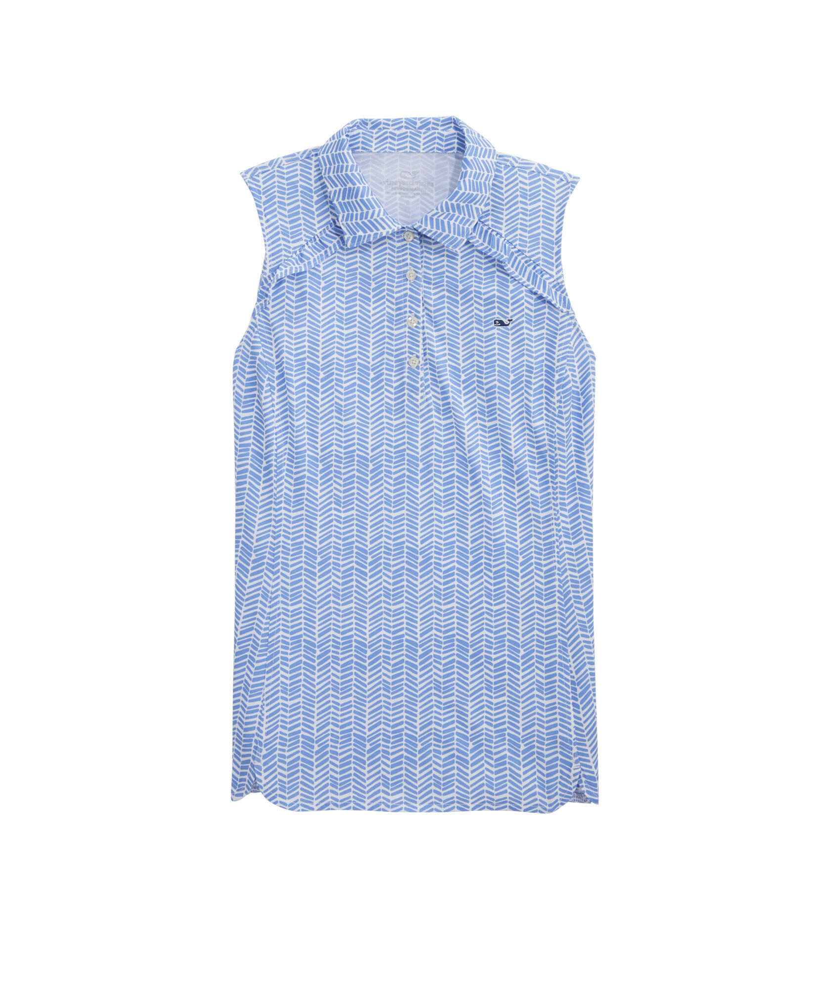 OUTLET Printed Sleeveless Performance Ruffle Polo