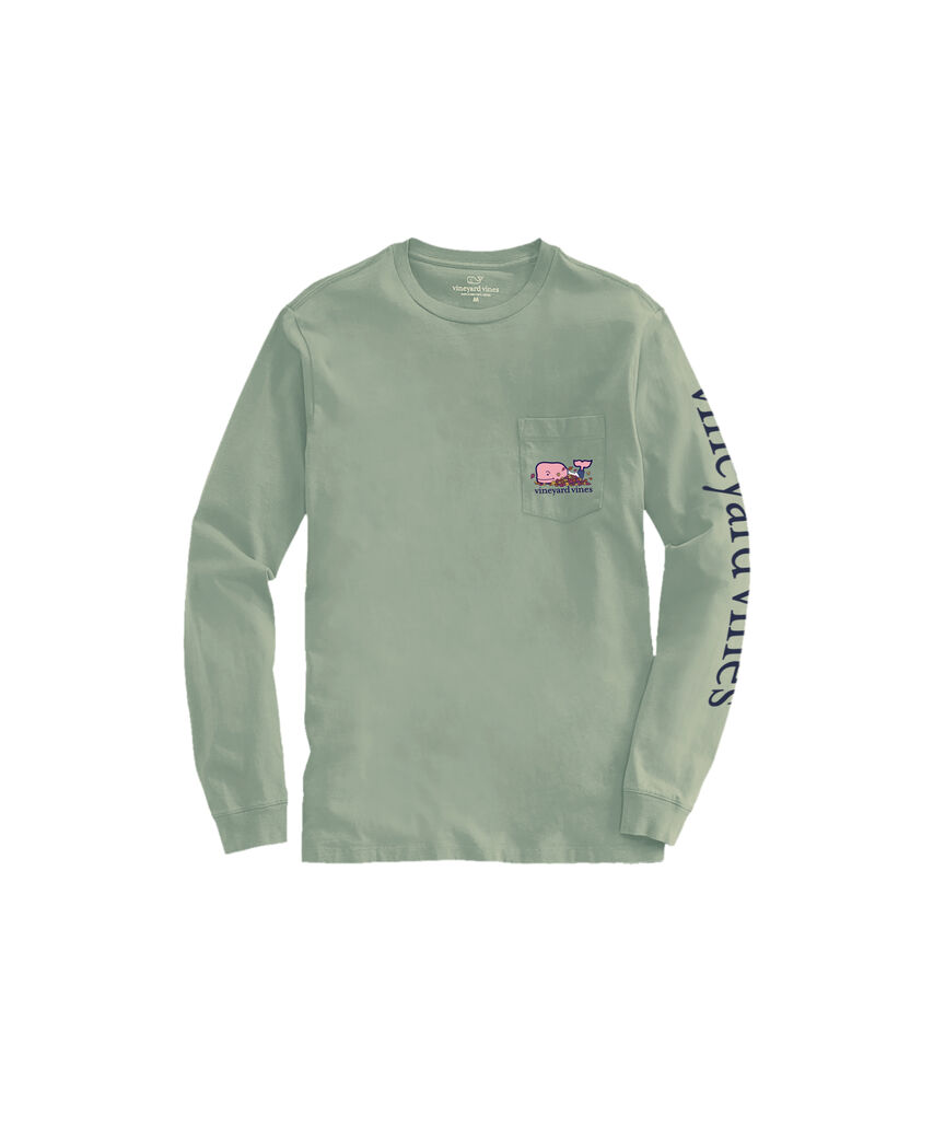 OUTLET Boys' Leaf Pile Whale Long-Sleeve Pocket Tee