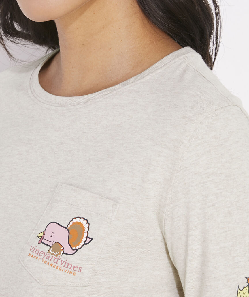 Women's Thanksgiving Icons Long-Sleeve Pocket Tee