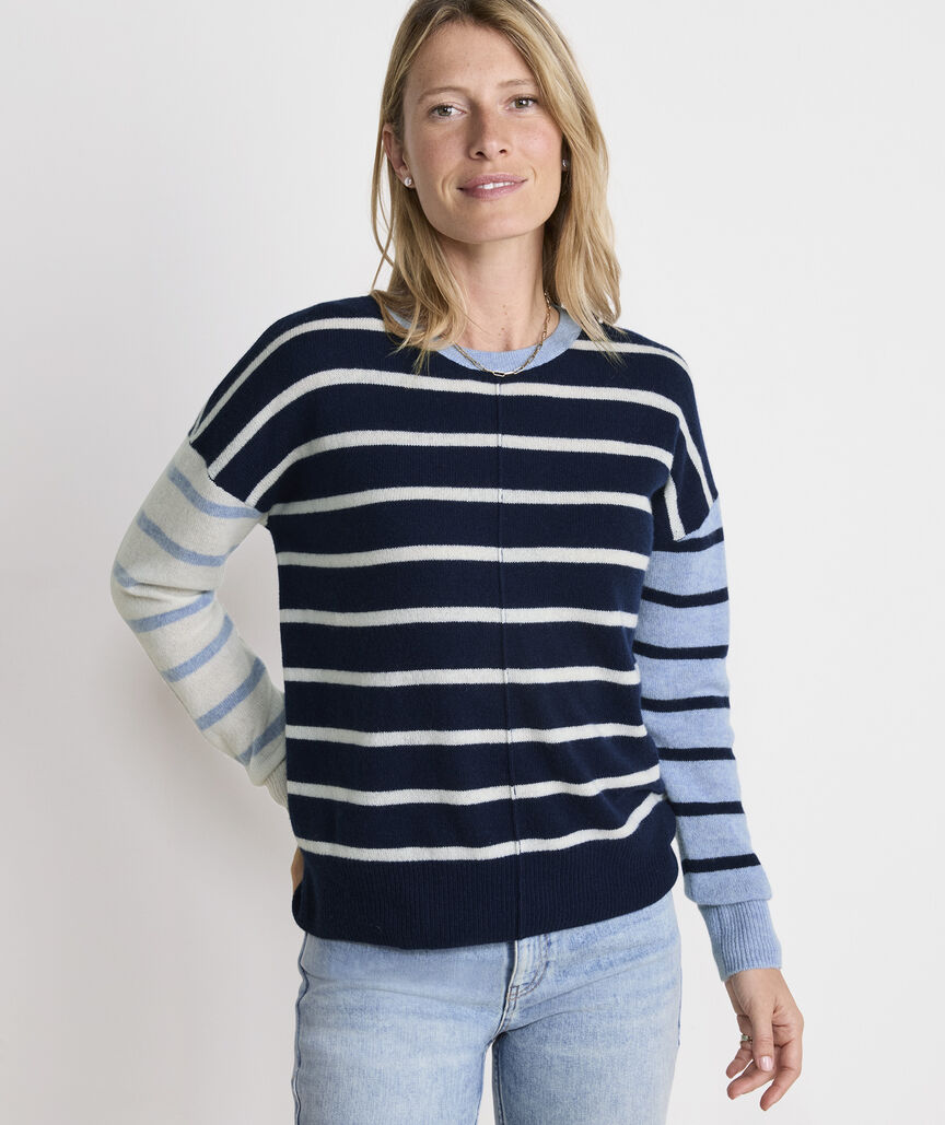 Seaspun Cashmere Party Stripe Crewneck Sweater