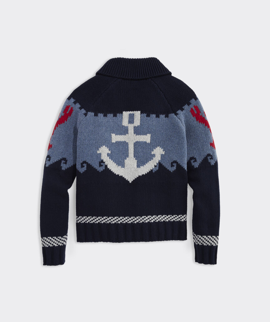 Lobster Shawl Full-Zip Cardigan