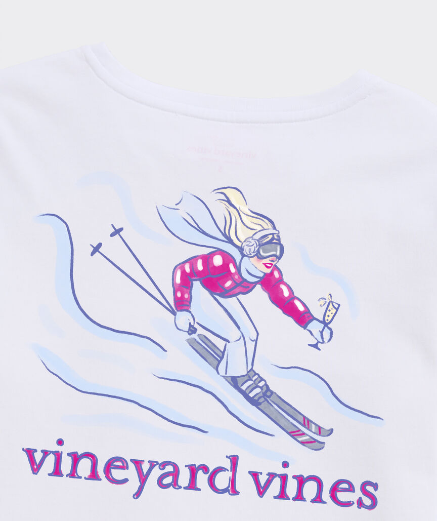Women's Painted Skiier Long-Sleeve Pocket Tee