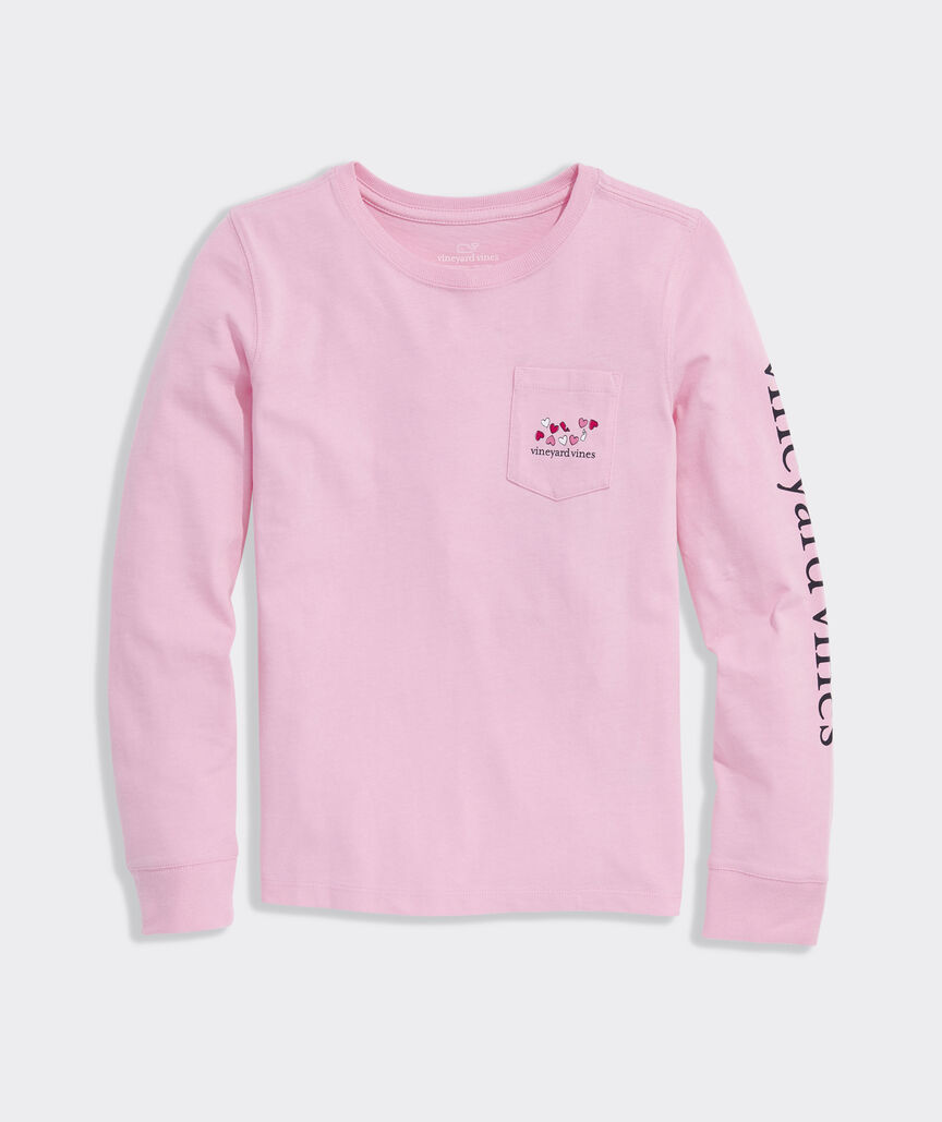 Girls' Hearts And Whales Long-Sleeve Pocket Tee