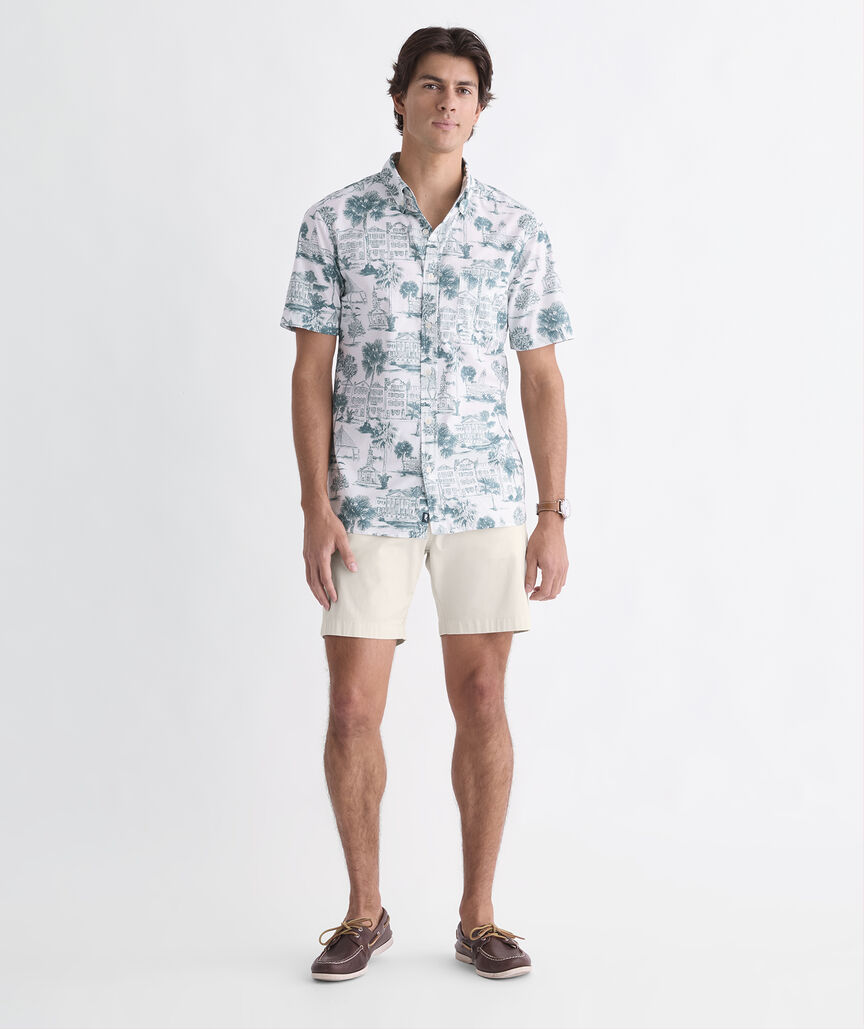 Charleston Scene Cotton Short-Sleeve Shirt