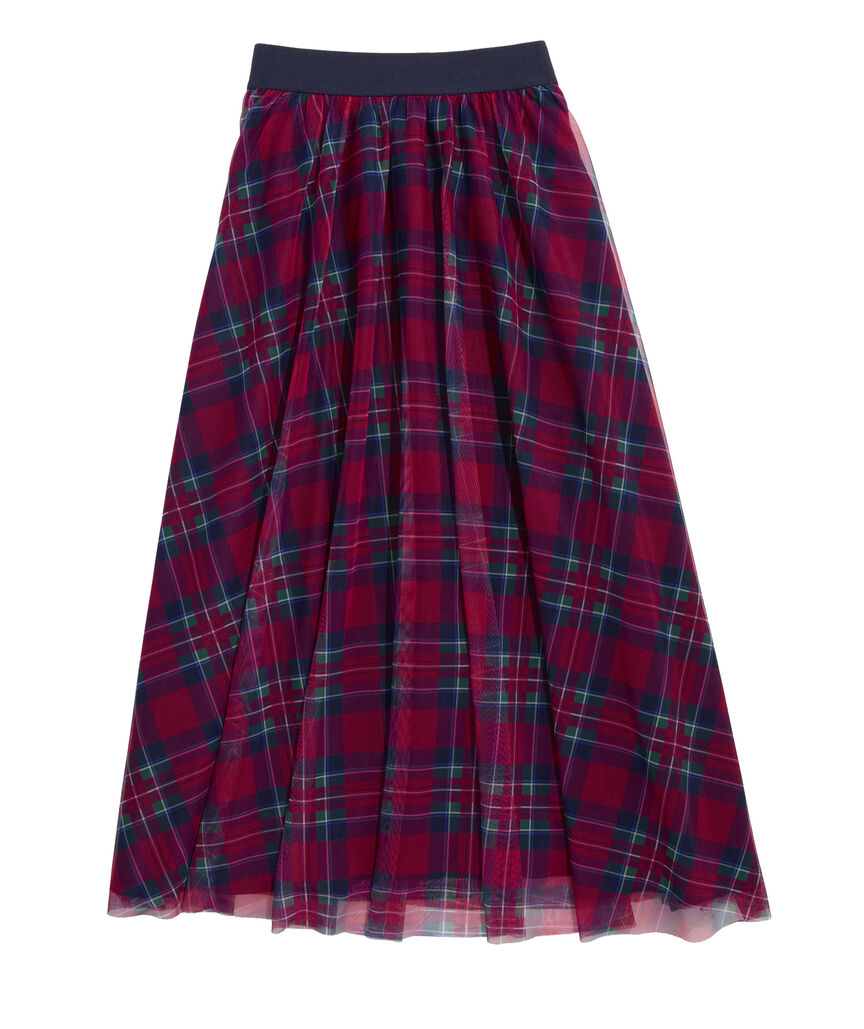 OUTLET Pull-On Plaid Tulle Skirt