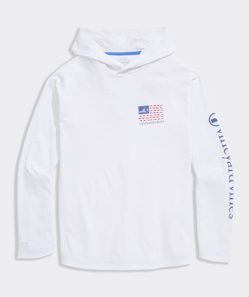 Performance Sportfisher USA Flag Long-Sleeve Harbor Hoodie Tee