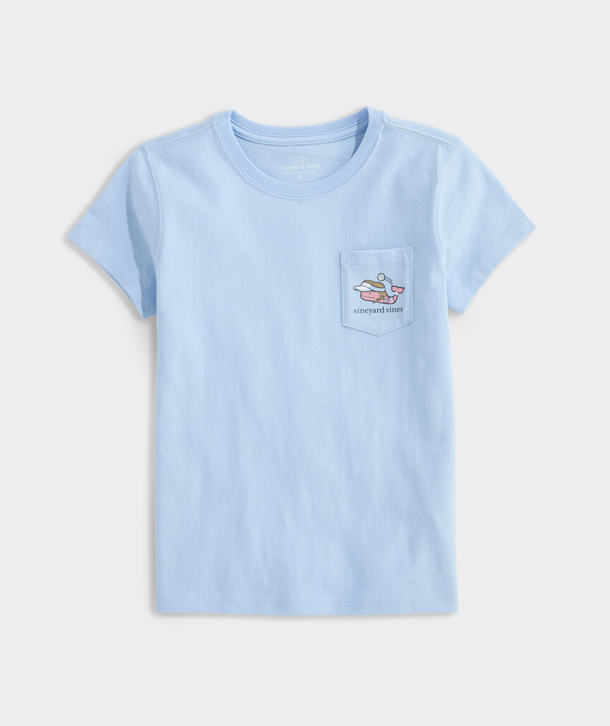 Girls' Beach Volleyball Whale Short-Sleeve Pocket Tee