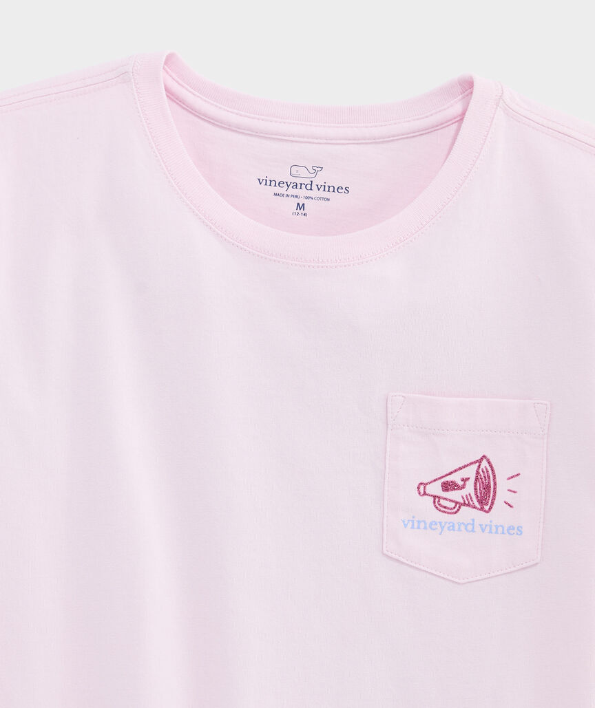 Girls' Stacked Cheer Text Short-Sleeve Pocket Tee