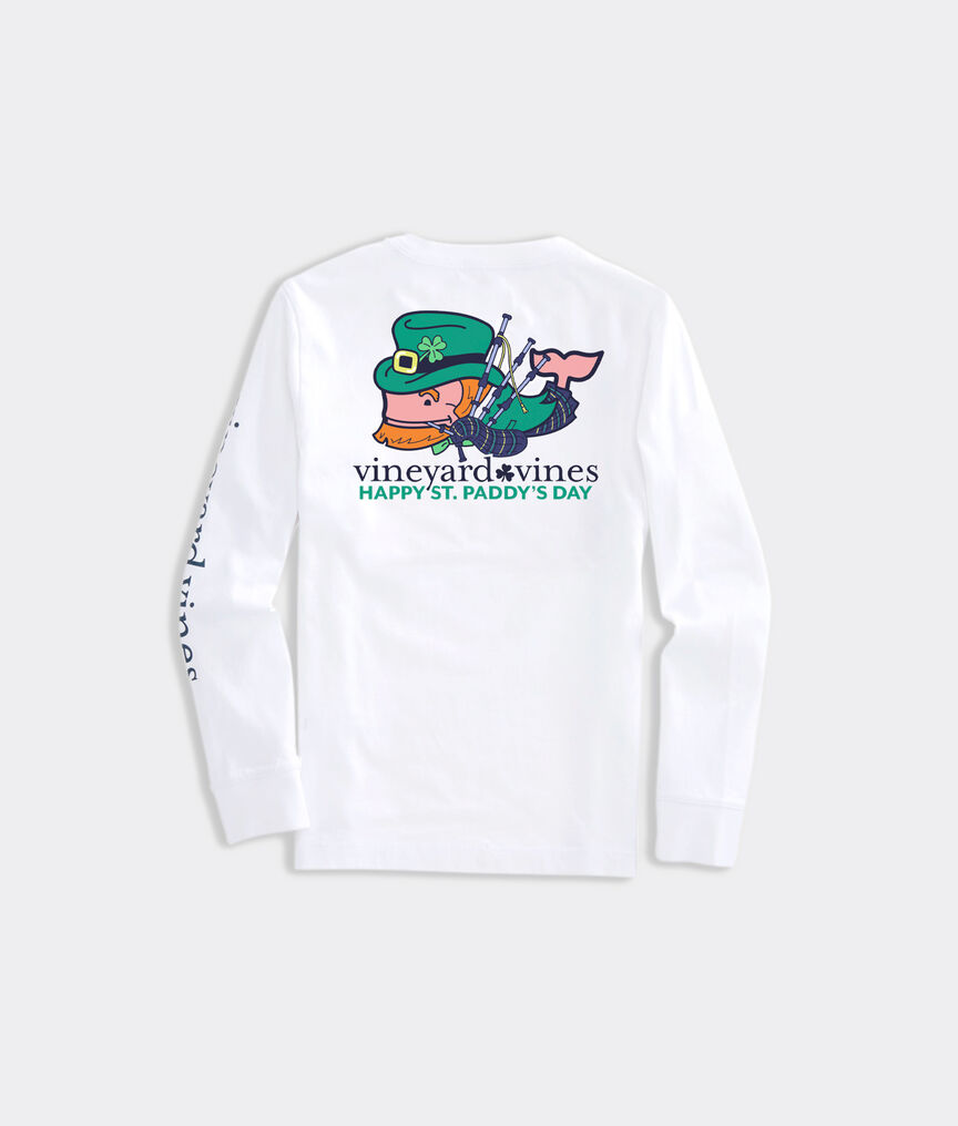 Boys' St. Paddy's Bagpiper Whale Long-Sleeve Pocket Tee
