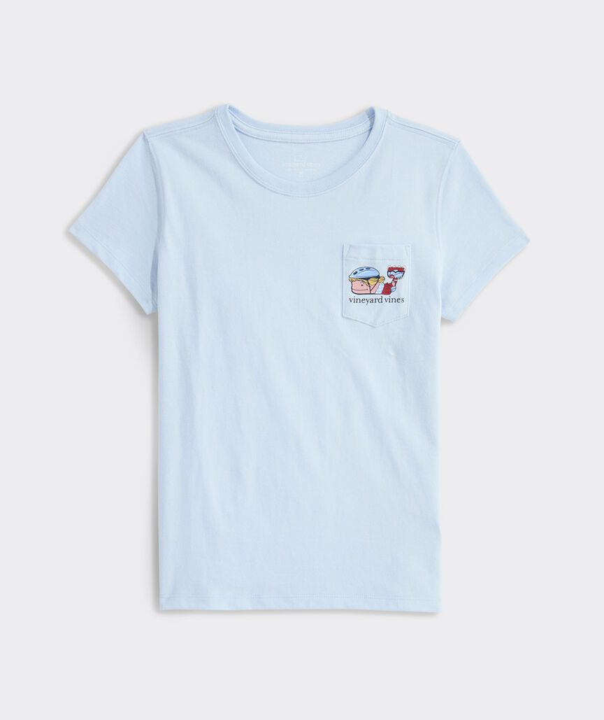Girls' USA Rollerblading Whale Short-Sleeve Pocket Tee