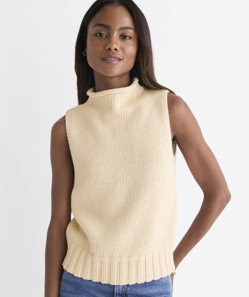 Katie Cotton Mockneck Sweater Tank