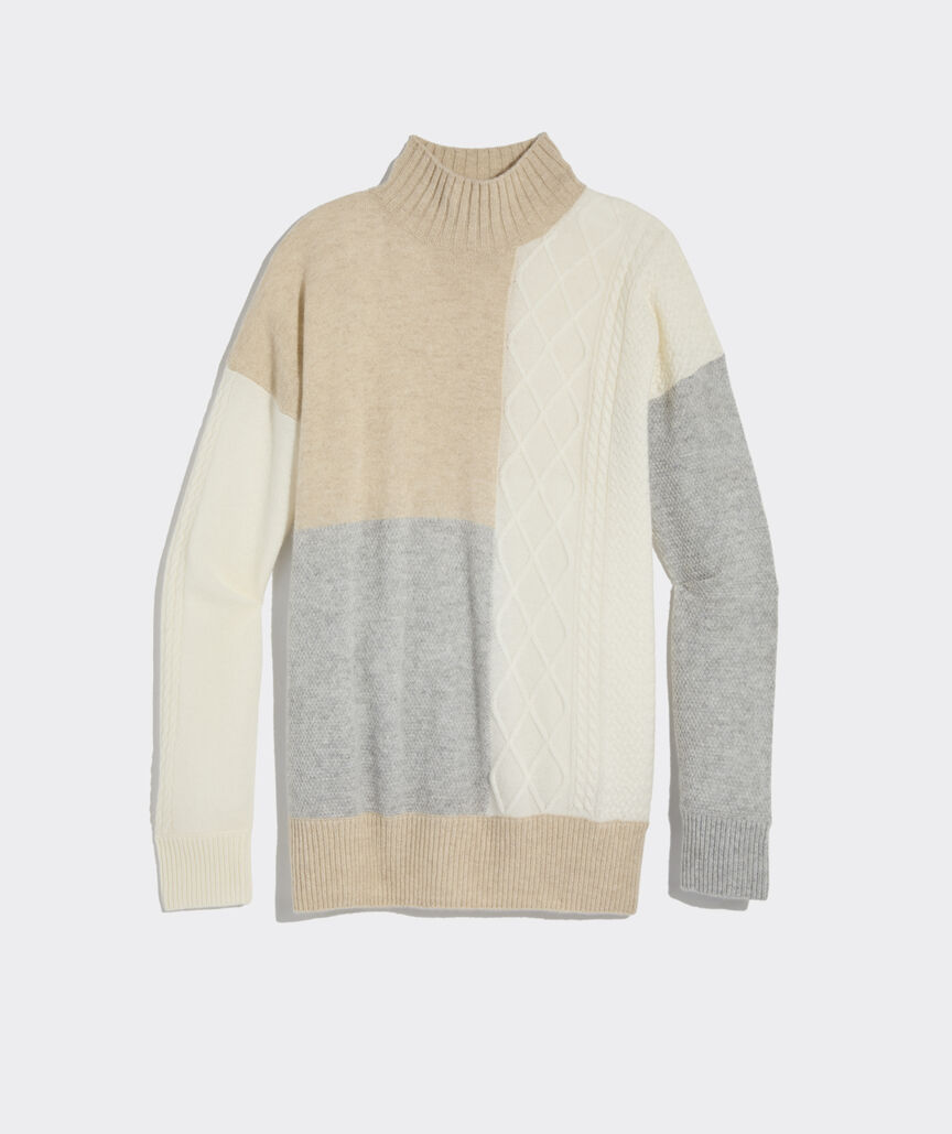 Cashmere Patchwork Mockneck Sweater
