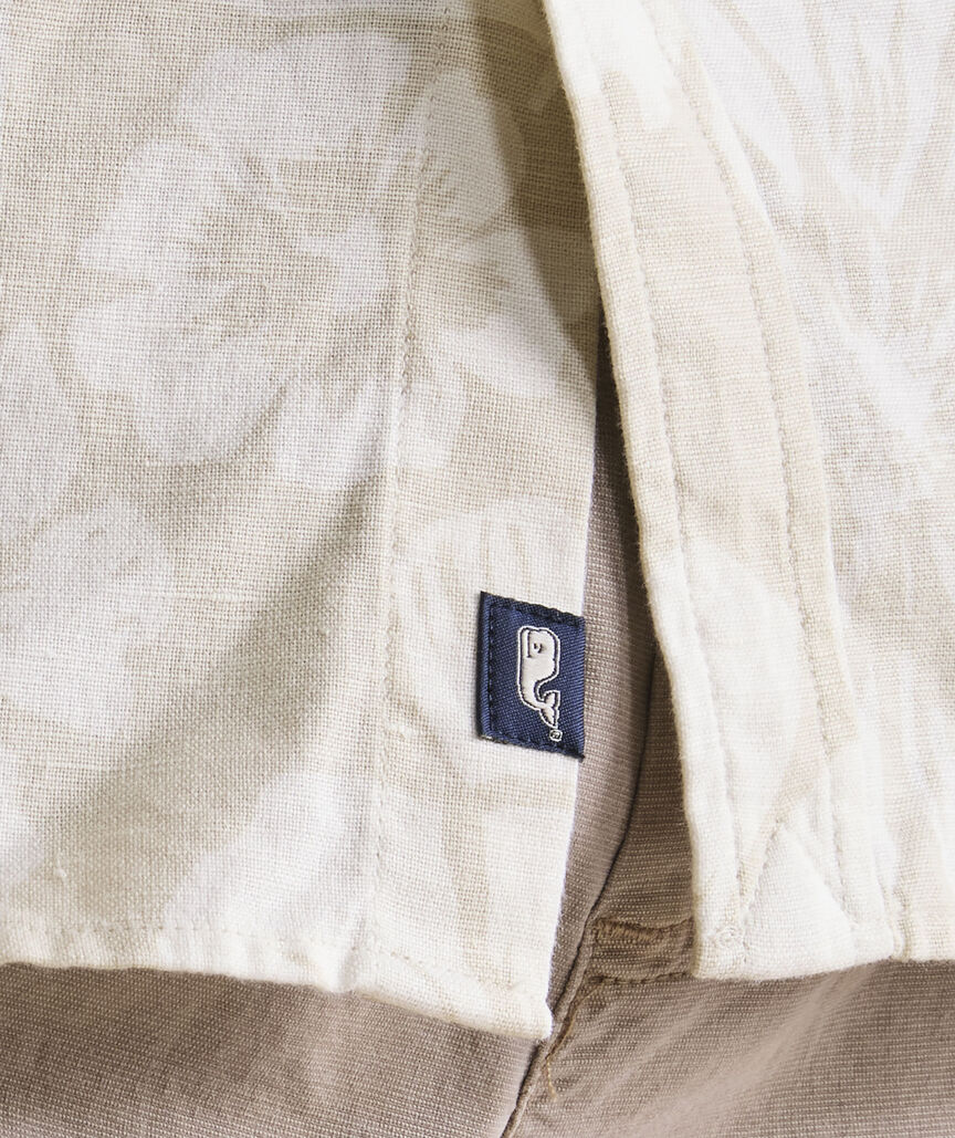 Floral Cotton Linen Short-Sleeve Shirt