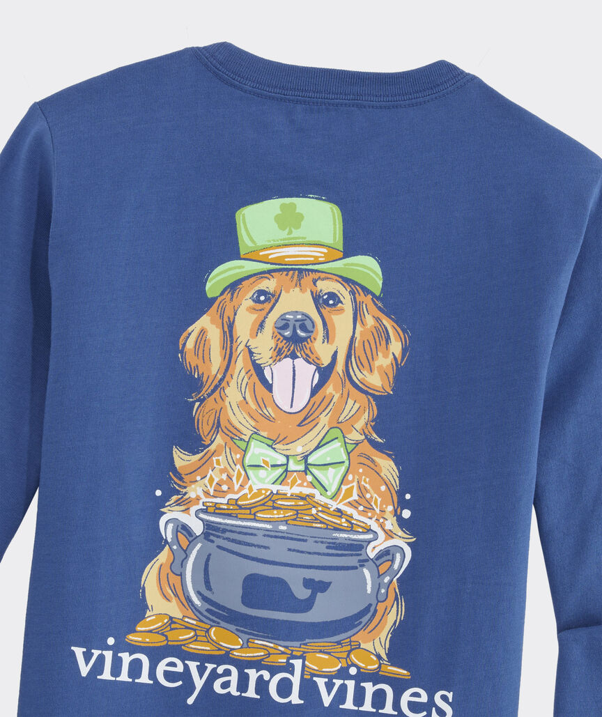 Boys' St. Patrick's Day Dog Long-Sleeve Pocket Tee