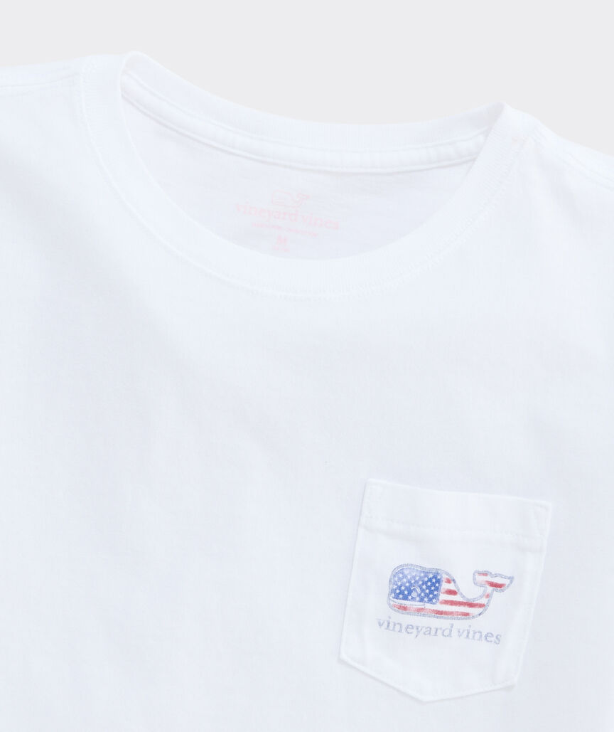 Girls' Water Color Flag Whale Short-Sleeve Pocket Tee