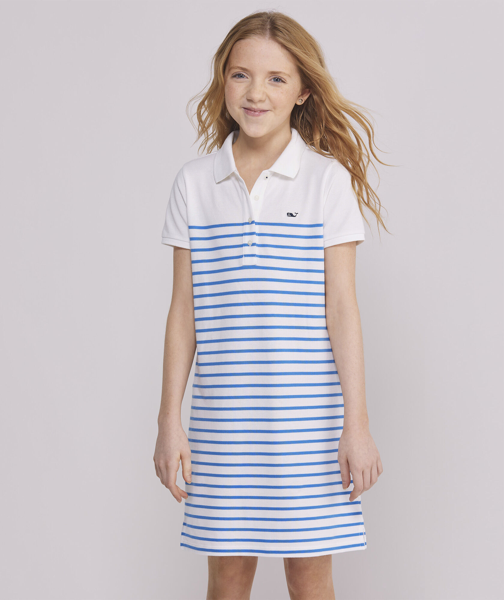 Girls' Striped Heritage Pique Polo Dress