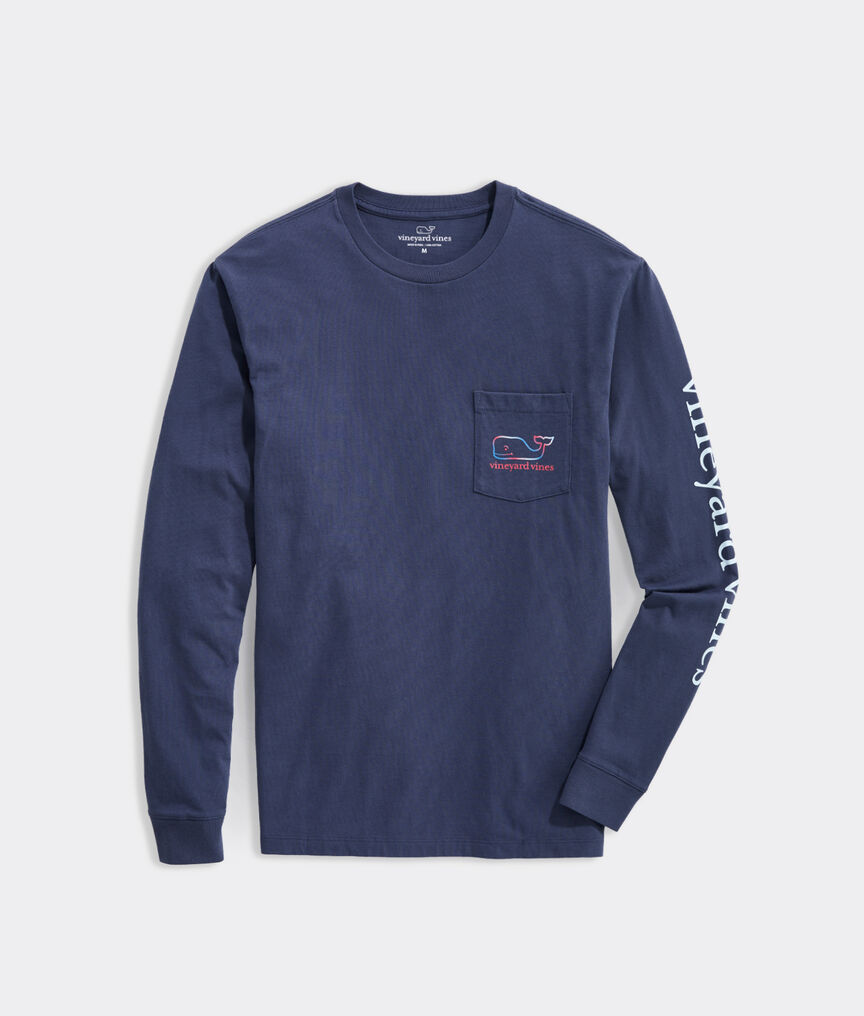 Ombre Whale Long-Sleeve Pocket Tee
