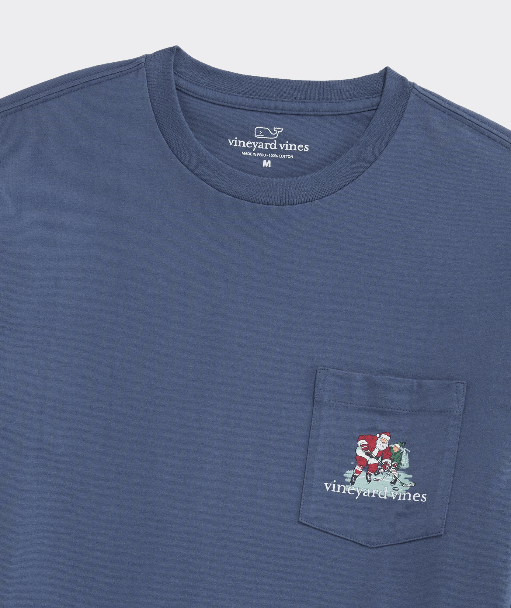 Santa Hockey With Elves Long-Sleeve Pocket Tee