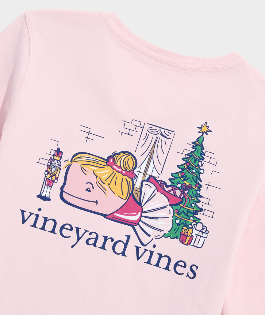 Girls' Nutcracker Glitter Ballerina Long-Sleeve Pocket Tee