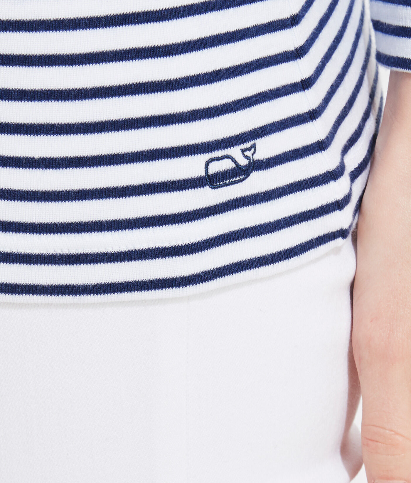 navy and white striped boatneck shirt